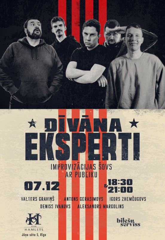 Buy tickets Dīvāna Eksperti / improvizācijas šovs Rīgā Rīga, Teātra klubs HAMLETS December 07