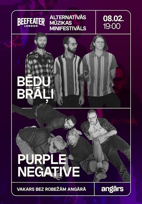 Pirkt biļetes Alternatīvās mūzikas minifestivāls: Purple Negative // Bēdu Brāļi Rīga,, Angārs koncertzāle Februāris 08