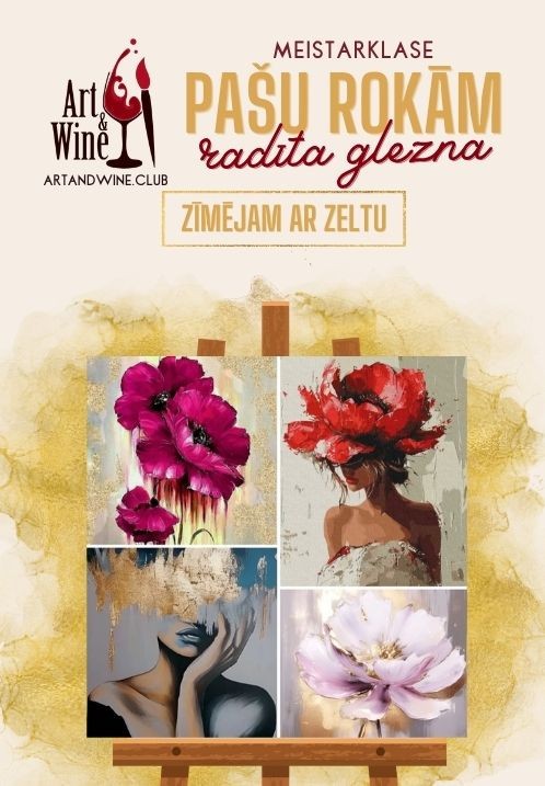 Pirkt biļetes Art and Wine radošā meistarklase: Zīmējam ar zeltu Rīga, Art and Wine studija Februāris 14