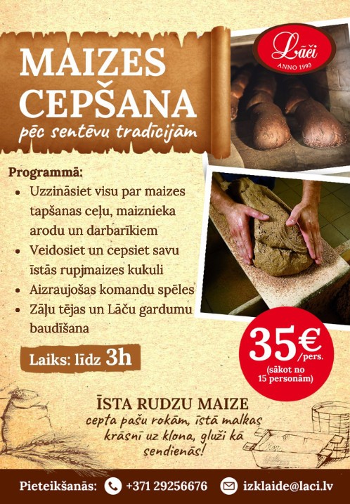 Pirkt biļetes Maizes cepšana pēc sentēvu tradīcijām Babītes pag., Сeptuve Lāči Oktobris 24