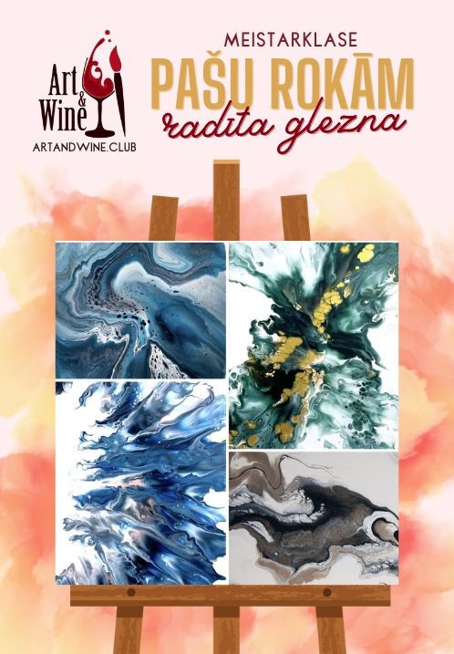 Pirkt biļetes Art&Wine radošā meistarklase: Fluid Art Rīga, Art and Wine studija Februāris 16