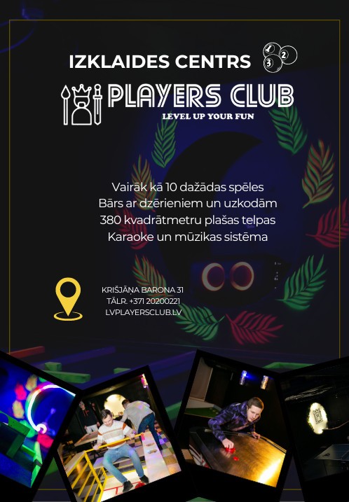 Buy tickets Players Club apmeklējums Rīga, Players Club February 12 - January 31