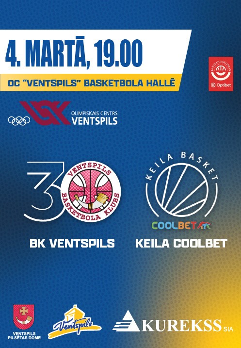 Buy tickets BK Ventspils - Keila Coolbet. BK Ventspils mājas spēle Ventspils, Olimpiskais centrs Ventspils March 04