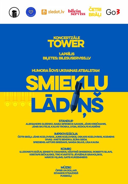 Купить билеты Smieklu lādiņš. Rīga,, Koncertzāle Tower Апрель 01