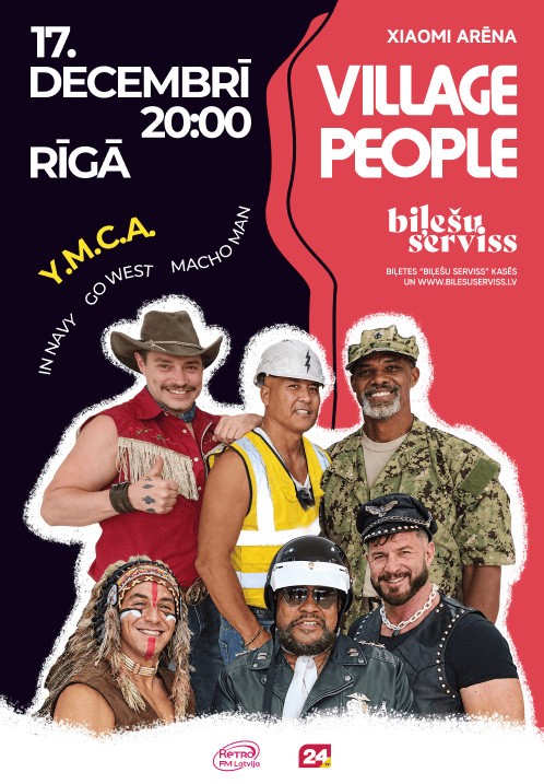Pirkt biļetes Leģendāras grupas 'Village People' koncerts Y.M.C.A. Rīga, Xiaomi Arēna Decembris 17