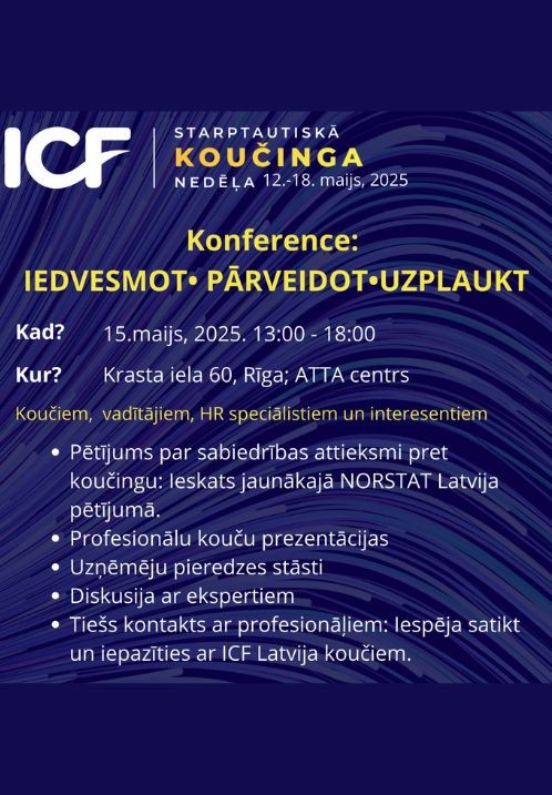 Pirkt biļetes ICF Latvia konference 'Iedvesmot  Pārveidot  Uzplaukt' Rīga, ATTA Centre Maijs 15