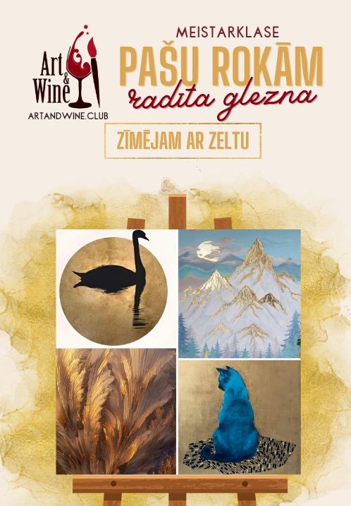 Pirkt biļetes Art and Wine radošā meistarklase: Zīmējam ar zeltu Rīga, Art and Wine studija Maijs 23