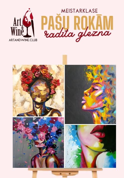 Pirkt biļetes Art&Wine radošā meistarklase: Mātes diena. Zīmējam 'Košās dāmas' Rīga, Art and Wine studija Maijs 11