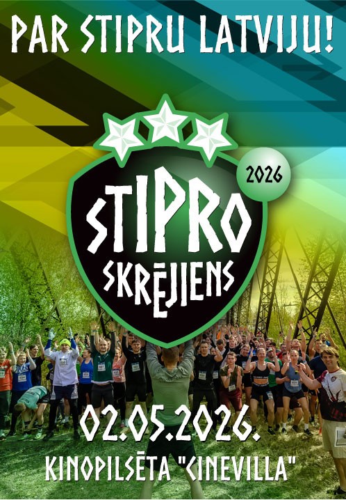 Pirkt biļetes Stipro Skrējiens 2026 - 5 km. distance. Individuāli Tukuma nov., Kinopilsēta Cinevilla Maijs 02