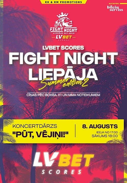 Pirkt biļetes Lvbet Scores Fight Night Liepāja Summer Edition 2 Liepāja, Koncertestrāde Pūt, Vējiņi! Augusts 08