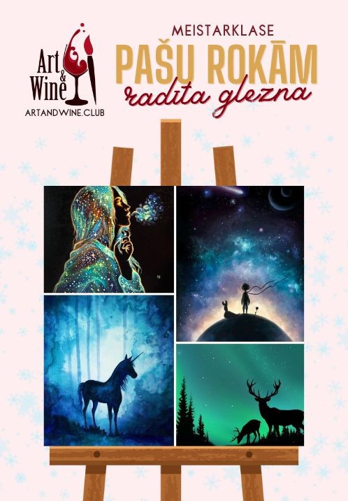 Pirkt biļetes Art&Wine radošā meistarklase: Zīmējam gleznas, kas spīd tumsā Rīga, Art and Wine studija Jūnijs 06