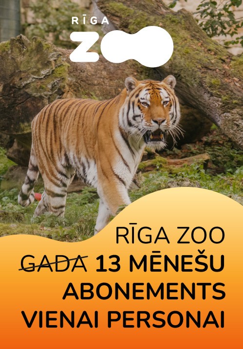 Pirkt biļetes Abonements 12+1 mēnešiem Rīgas Nacionālā zooloģiskā dārza apmeklējumam Rīga, Rīgas Zooloģiskais dārzs Jūnijs 02-08