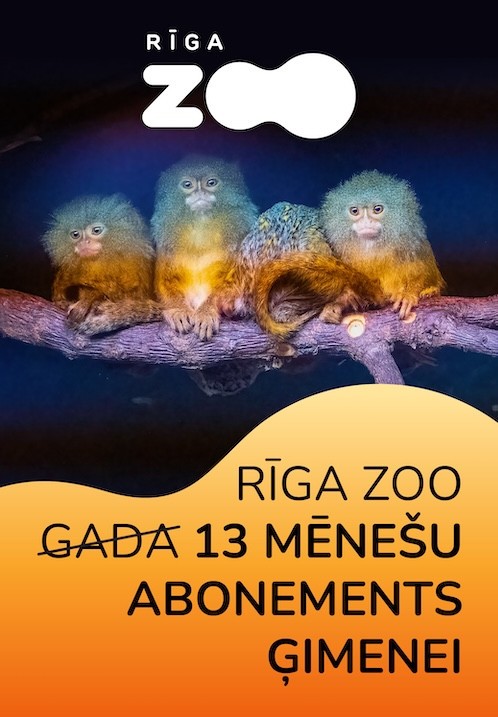 Pirkt biļetes Ģimenes abonements 12+1 mēnešiem Rīgas Nacionālā zooloģiskā dārza apmeklējumam Rīga, Rīgas Zooloģiskais dārzs Jūnijs 02-08