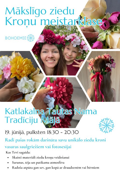 Pirkt biļetes Ziedu kroņu meistarklase Ķekavas nov., Katlakalna Tautas nama Tradīciju Māja Jūnijs 19