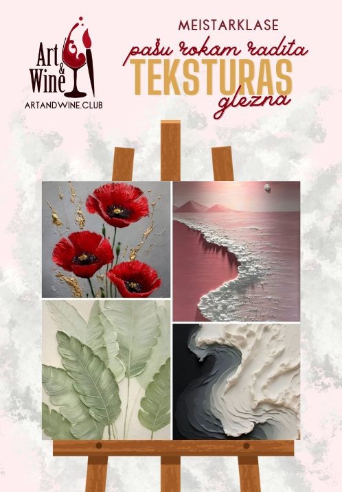 Pirkt biļetes Art and Wine radošā meistarklase: Zīmējam tekstūras gleznas Rīga, Art and Wine studija Jūnijs 26