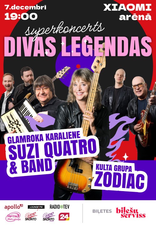 Pirkt biļetes Superkoncerts 'Divas leģendas': Zodiac un Suzi Quatro & Band Rīga, Xiaomi Arēna Decembris 07