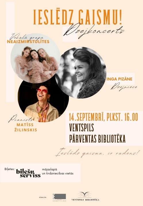 Pirkti bilietus Dzejkoncerts 'Ieslēdz gaismu!' Ventspils, Ventspils Pārventas bibliotēka Rugsėjis 14