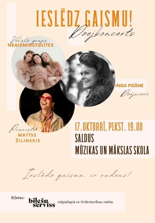 Buy tickets Dzejkoncerts 'Ieslēdz gaismu!' Saldus, Saldus Mūzikas un mākslas skola October 17