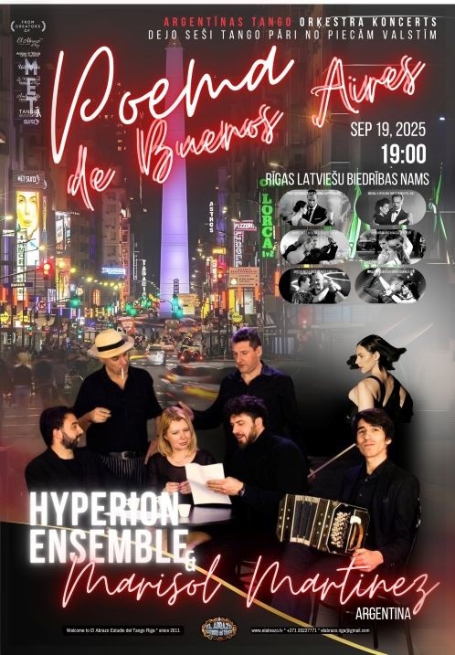 Pirkt biļetes Poema de Buenos Aires. Argentīnas tango. Rīga, Rīgas Latviešu biedrības nams Septembris 19